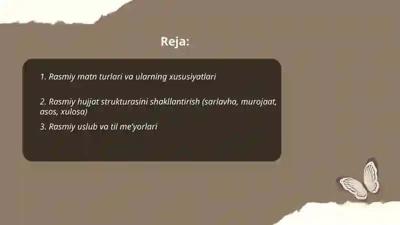Sohaga oid rasmiy matn ustida ishlash 2