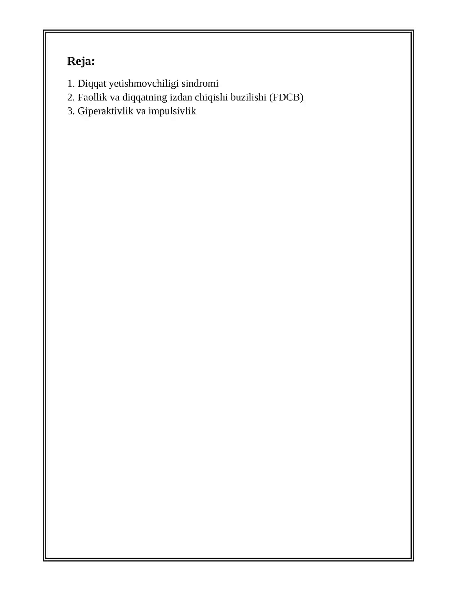 XOTIR DIQQAT VA INTELLEKT BUZILISHLARI 2