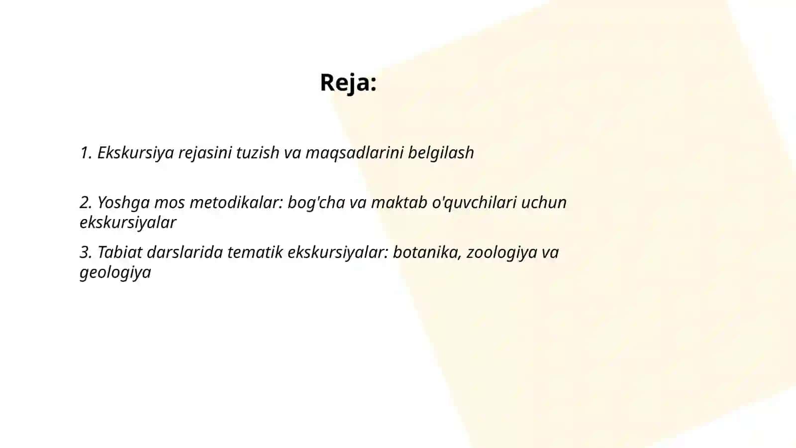 Tabiat bilan tanishtrshda ekskursya va ularning turli metodikasi haqda bilimlarni takomillashtirish 2