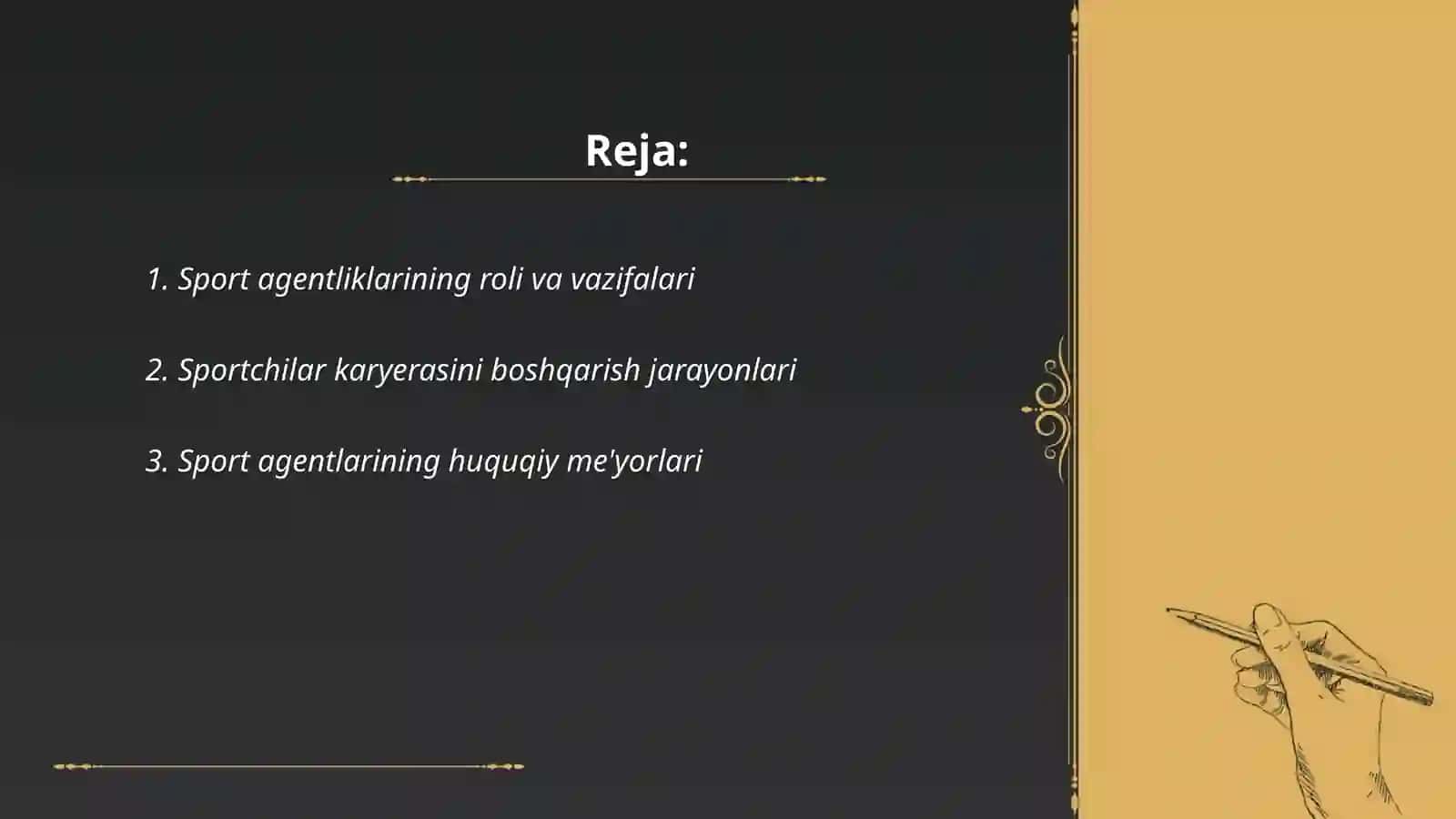Sport sohasida agentliklar faoliyati va sportchilarni karyerasini boshqarish 2