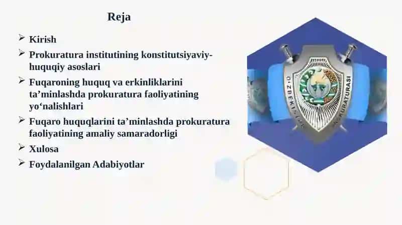 Prokuratura fuqaroning huquq va erkinliklarini ta’minlash organizsifati da 2