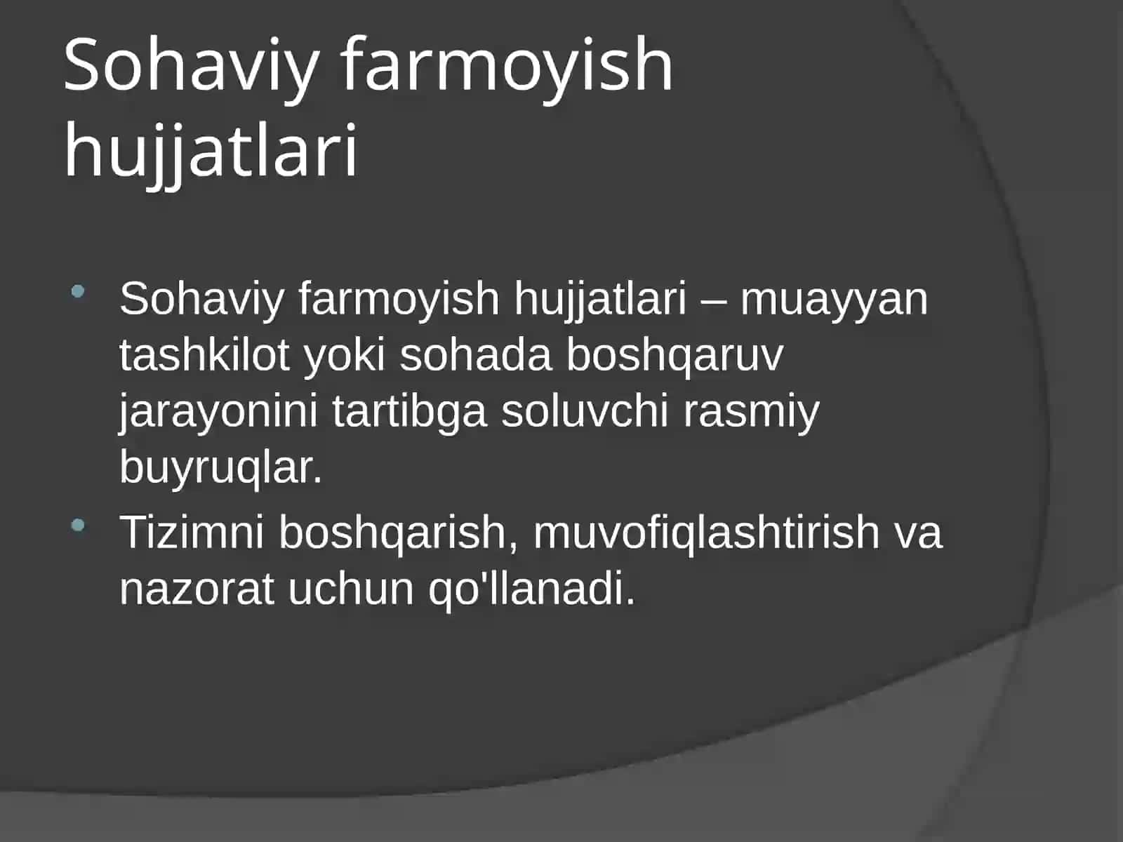 Sohaviy farmoyish hujjatlari 2