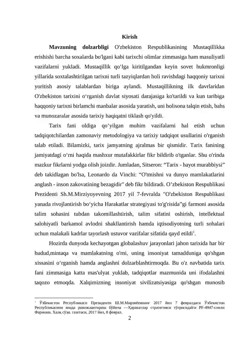Tarix fanlari bo’yicha tadqiqotlar 2