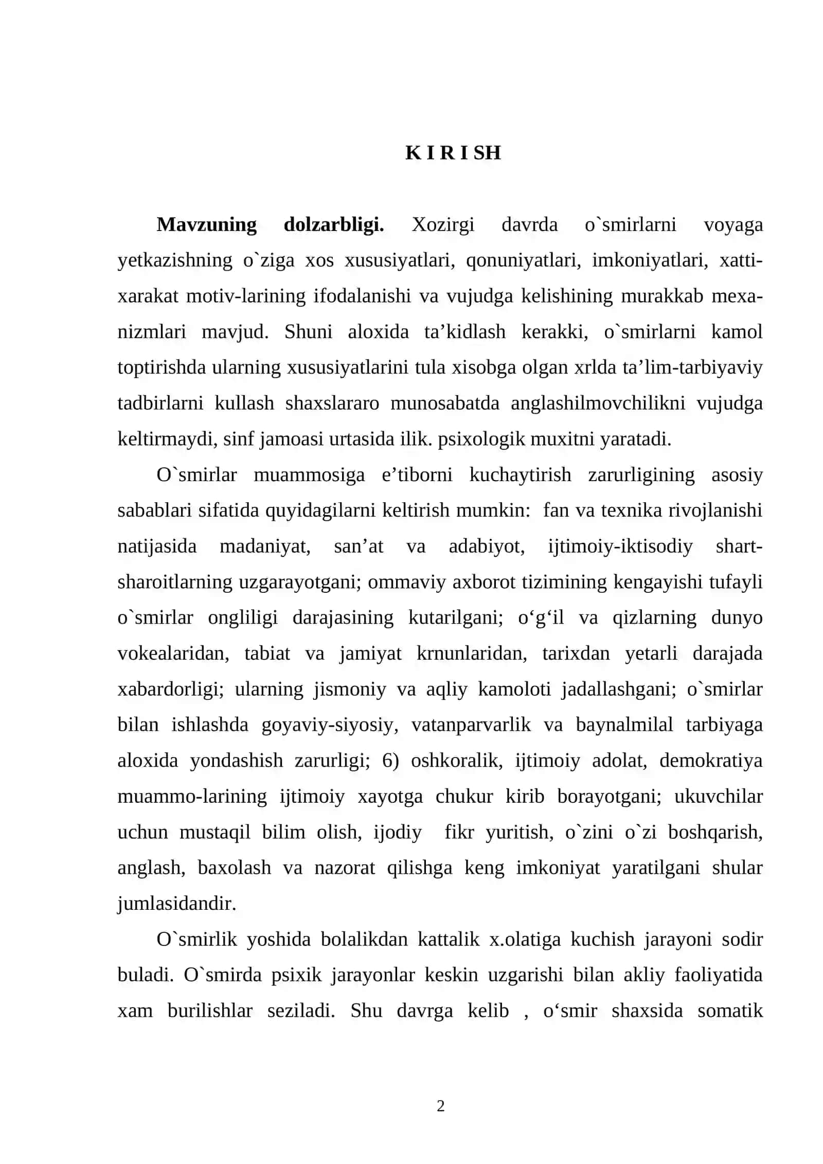 O‘smirlarda somatik kasalliklar rivojlanishining psixologik omillari 2