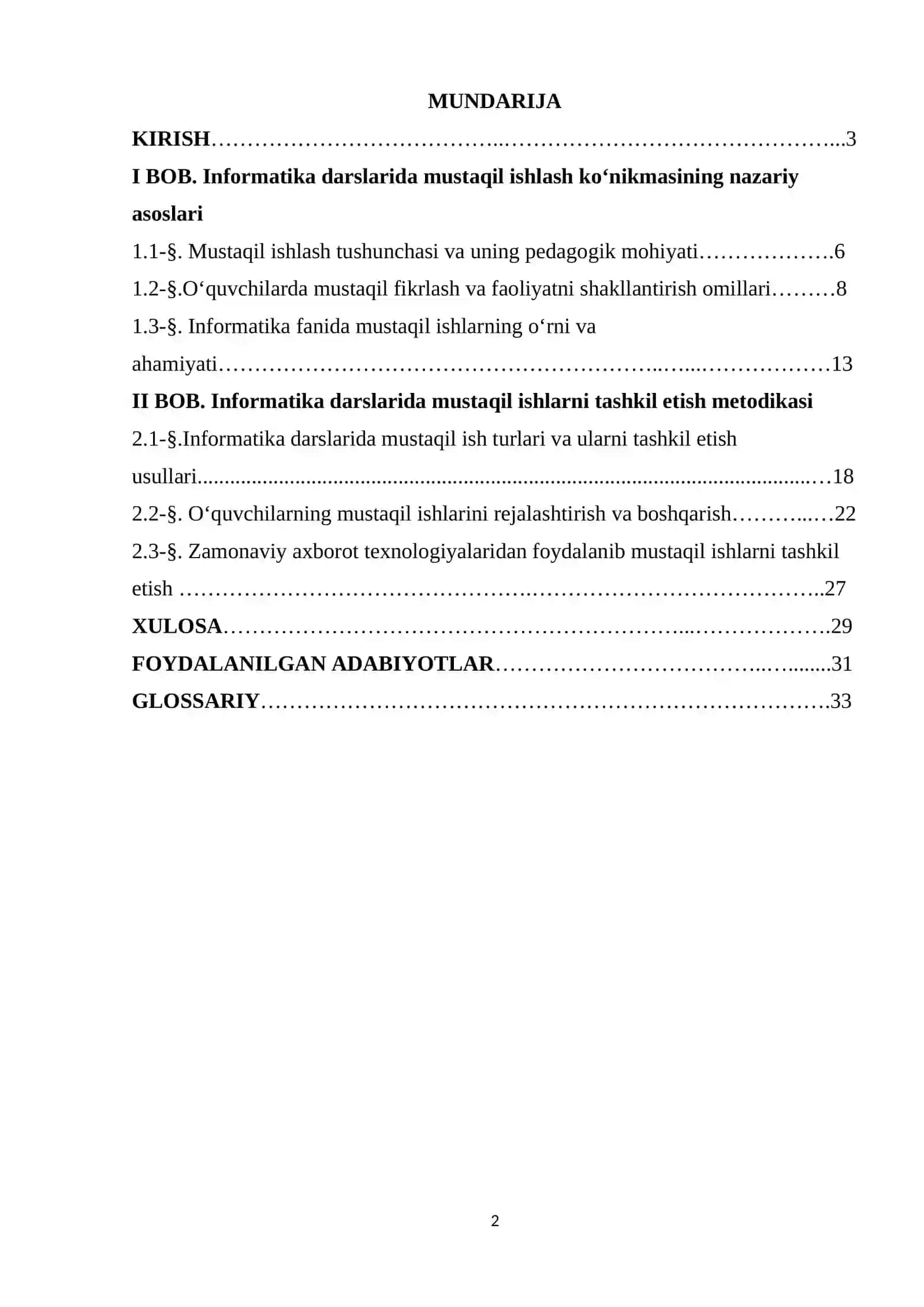 Informatika darslarida mustaqil ishlash ko`nikmasini shakllantirish 2
