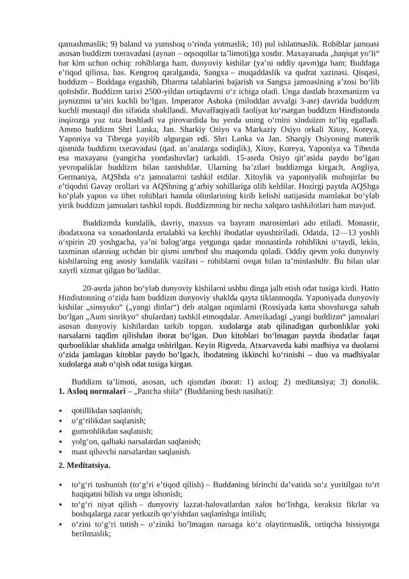 Buddizm dini tarixi va asosiy g’oyalari 2