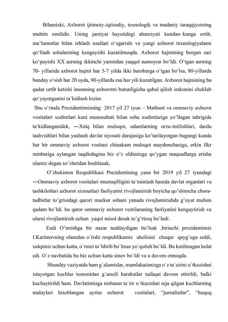 Ommaviy axborot vositalarining inson va jamiyat hayotidagi ta'siri hamda axborot xurujlari 2