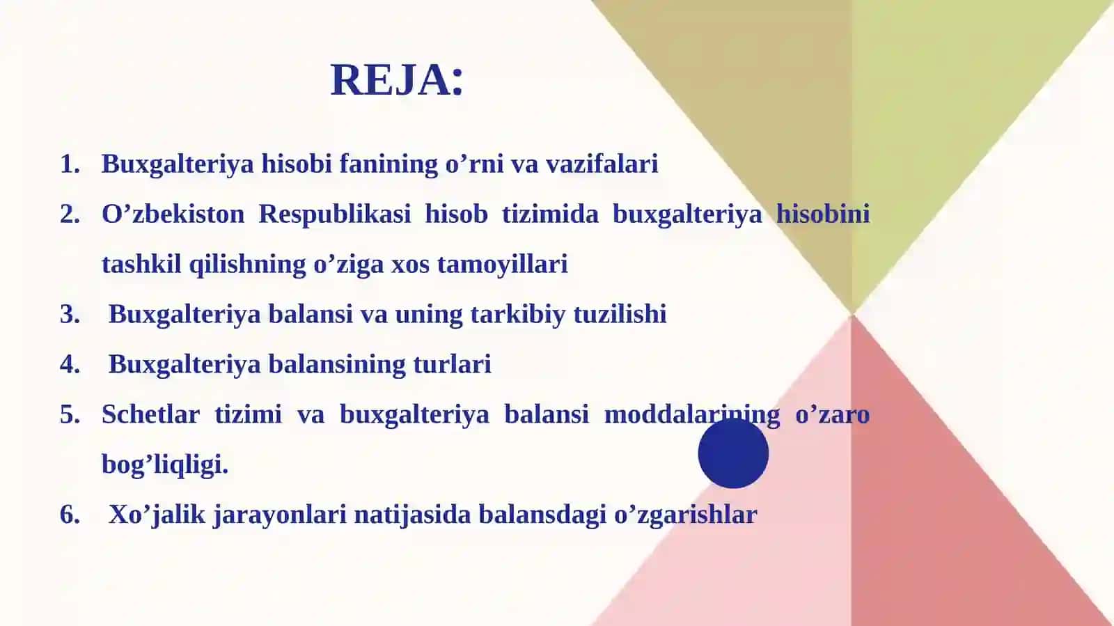 BUXGALTERIYA HISOBI” FANIGАKIRISh. BUXGALTERIYA BALANSI 2