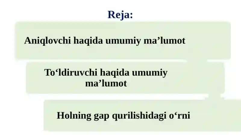 Grammatik shakllangan gapning minimal va maksimal lisoniy sintaktik qolip. Gap boʻlaklari va gapning kengayishi 2