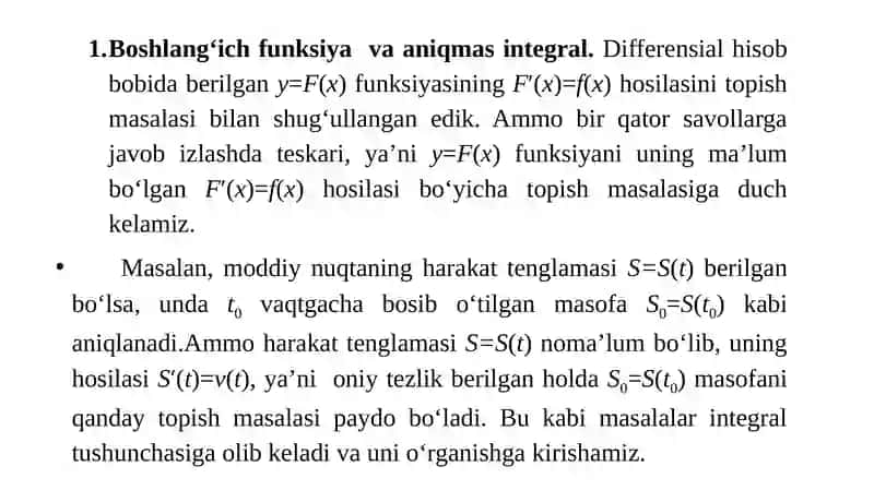 Aniqmas integral va uni hisoblash usullari 2