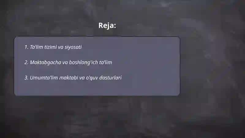 Ta'lim tizimi va siyosati 2