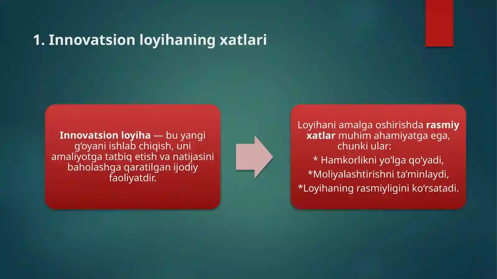 Innovatsion loyihaning samaradorligi va qiymatini baholash 2
