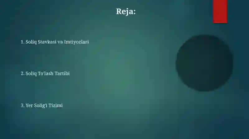 Mavzu Oʻzbekistonda mol-mulkni soliqqa tortishning oʻziga xos xususiyatlari 2