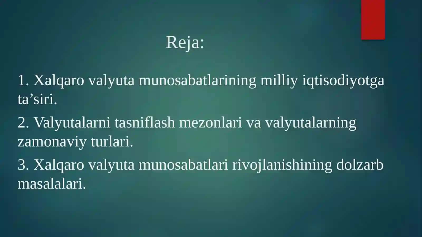 Xalqaro valyuta munosabatlariga kirish 2