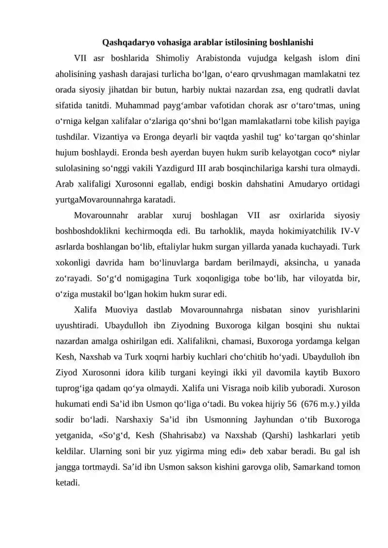 QASHQADARYO VOHASI ARABLAR BOSQINI DAVRIDA (VLL-LX ASRLAR) 2