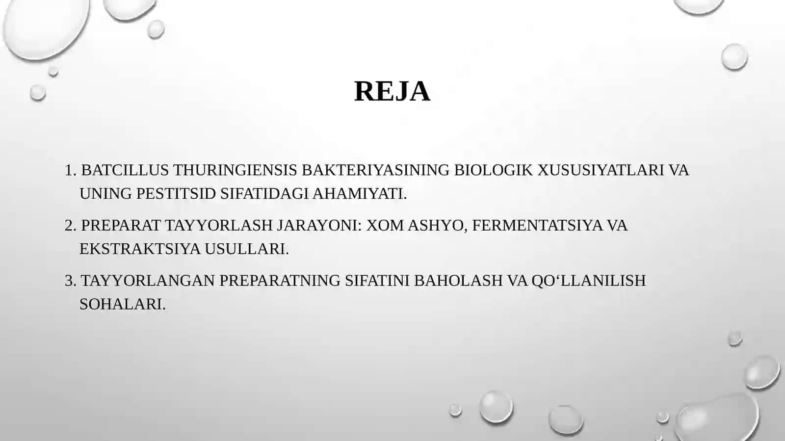 Batcillus thuringicsis bakteriyasi asosida preparat tayyorlash texnalogiyasi 2