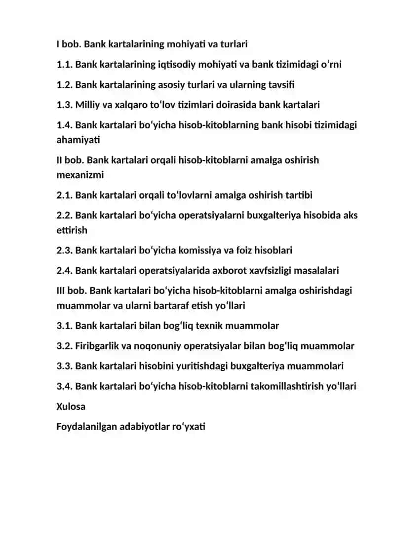 Bank kartalarining turlari va ular bo‘yicha hisob-kitoblarni amalga oshirishdagi muammolar 2