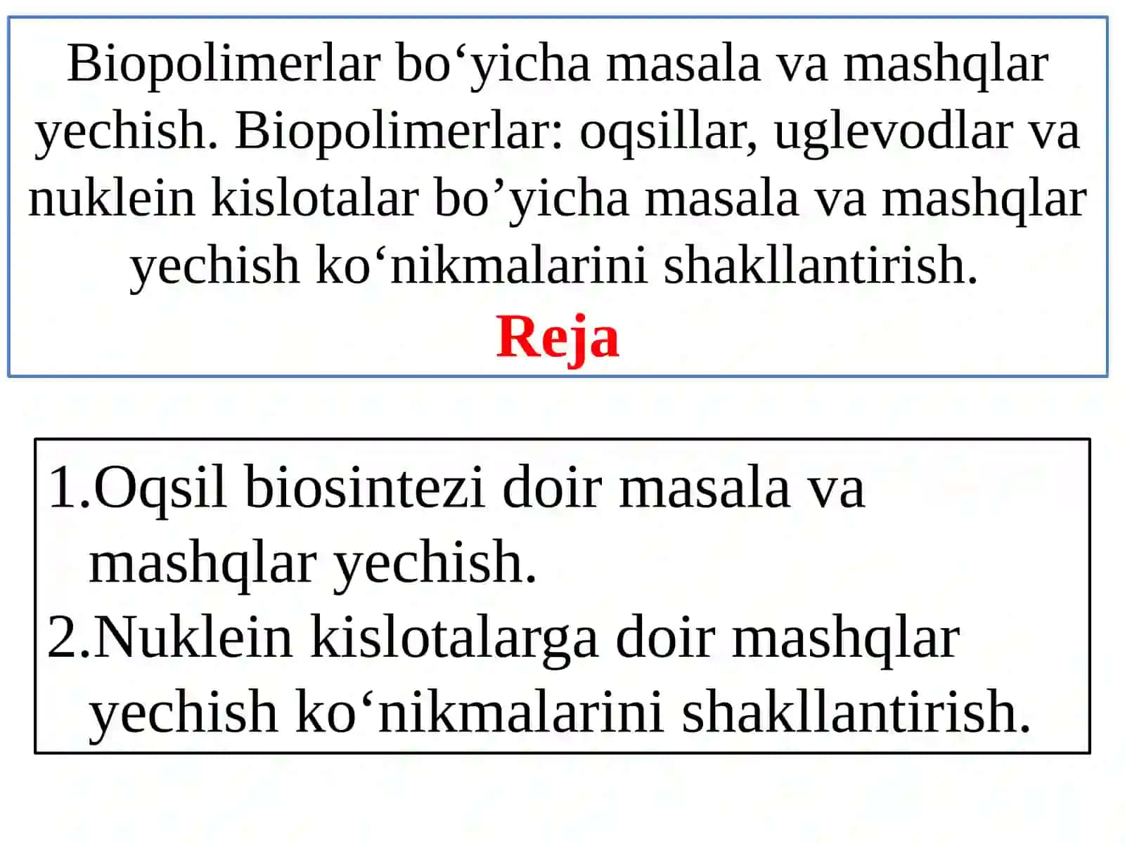 BIOLOGIYADAN MASALA VA MASHQLAR YECHISH 2