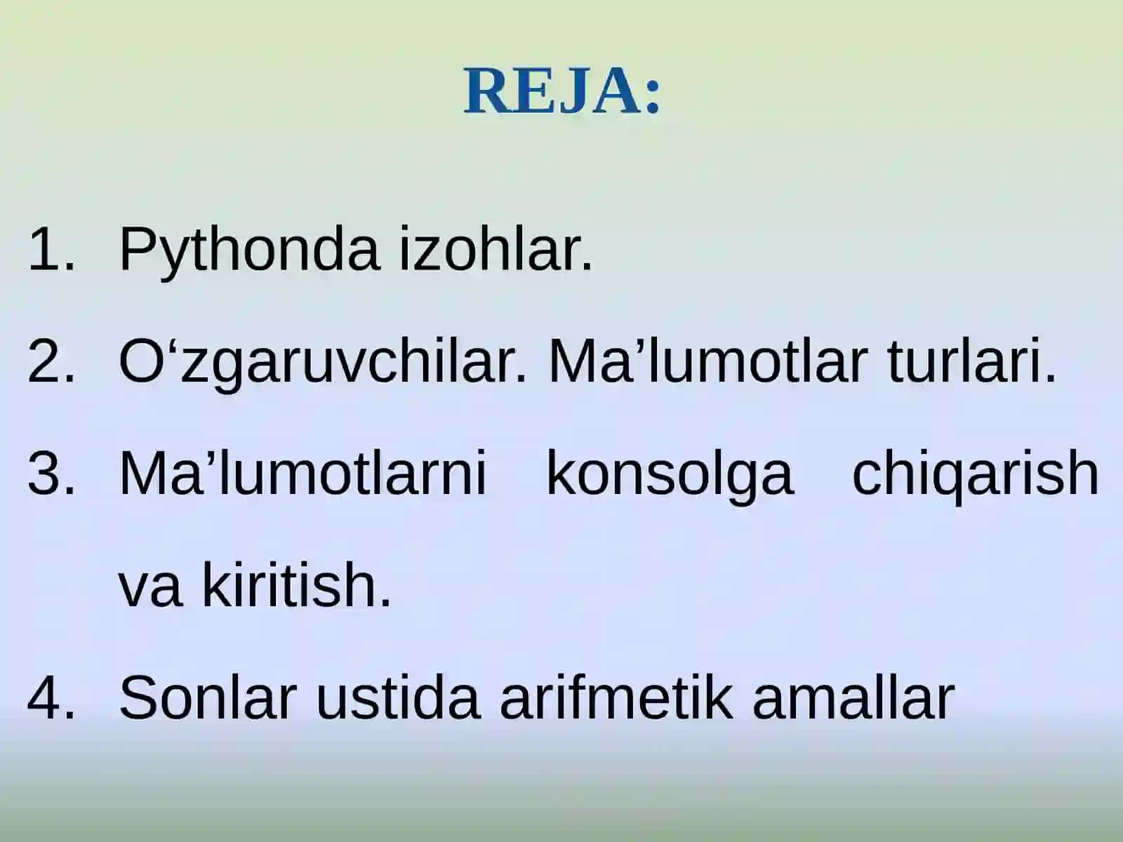 Pythonda izohlar 2