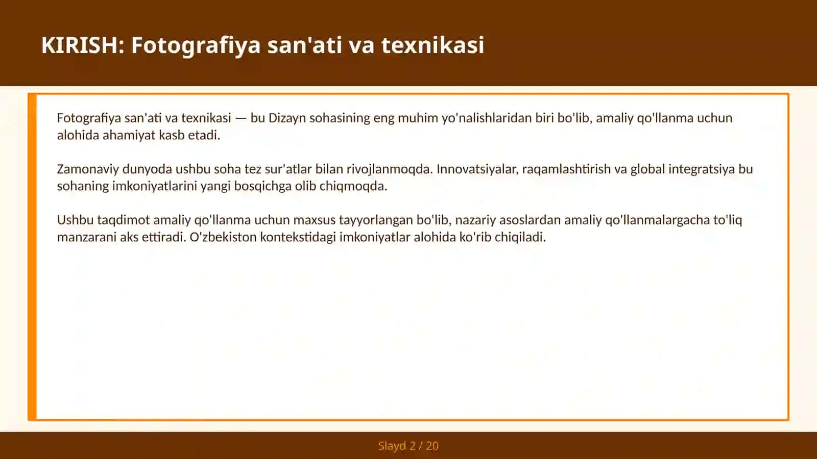 FOTOGRAFIYA SAN'ATI VA TEXNIKASI 2