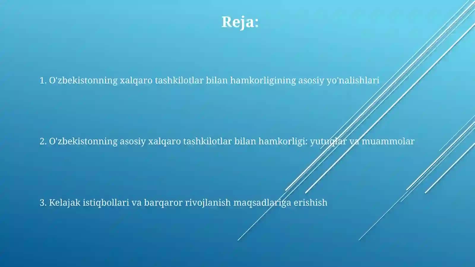 Oʻzbekistonning xalqarotashkilotlarbilanhamkorlikaloqalari 2