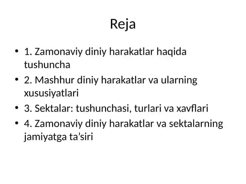 Zamonaviy diniy harakatlar va sektalar 2