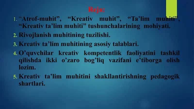 Kreativ ta’lim muhiti: mohiyati, xususiyatlari. 2