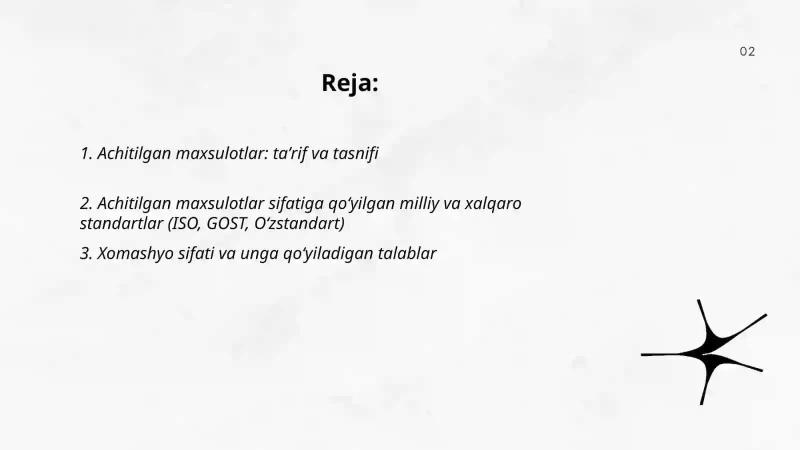Achitilgan maxsulotlar sifatiga qoyilgan standart talablar mavzusida taqdimot tayyorlash 2