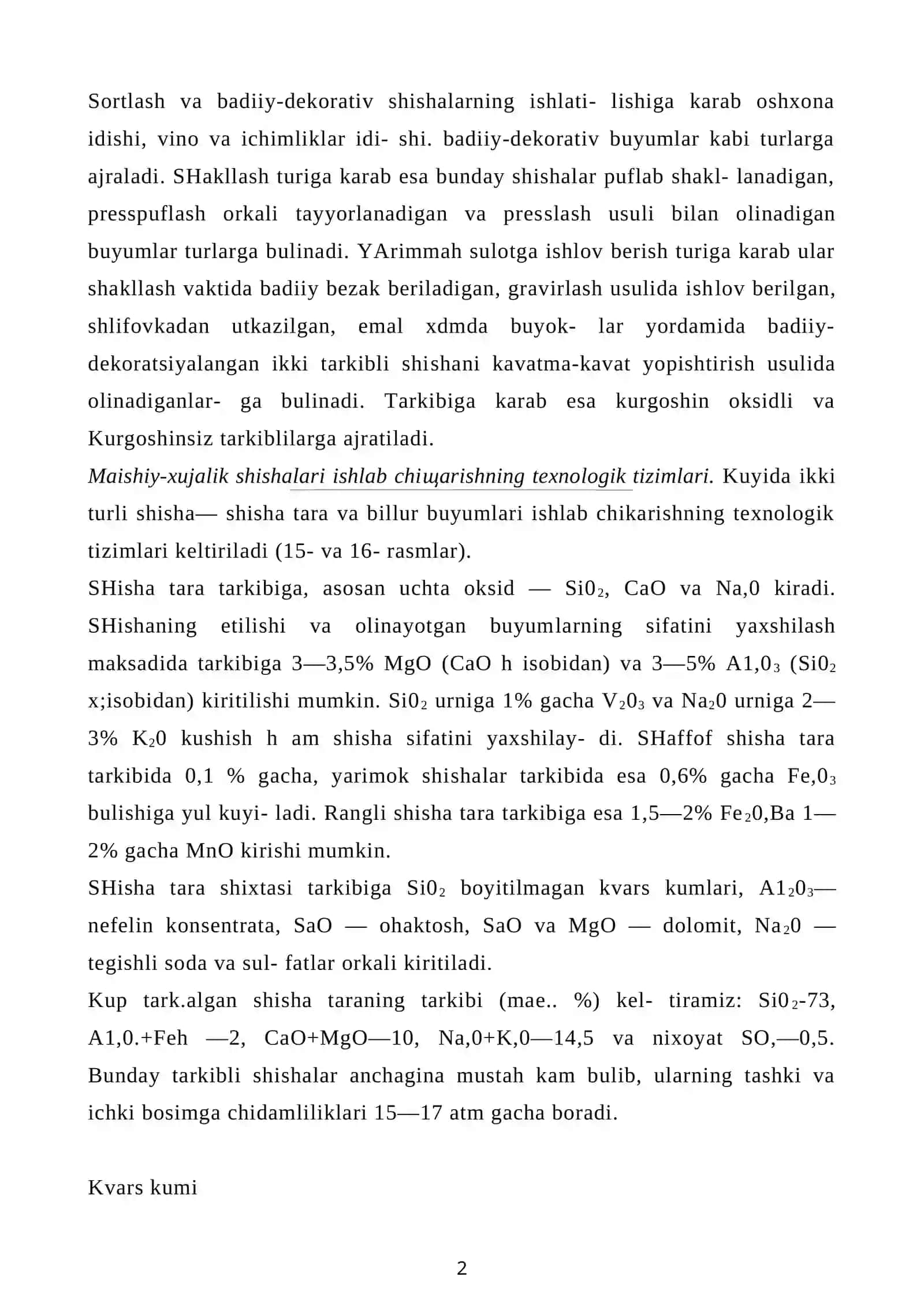 Maishiy-xo‘jalik shishasi ishlab chiqarish texnologiyasi 2