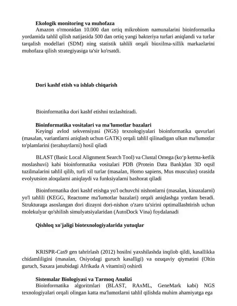 Zamonaviy biologiya rivojlanishidagi bioinformatkaning hissasi 2