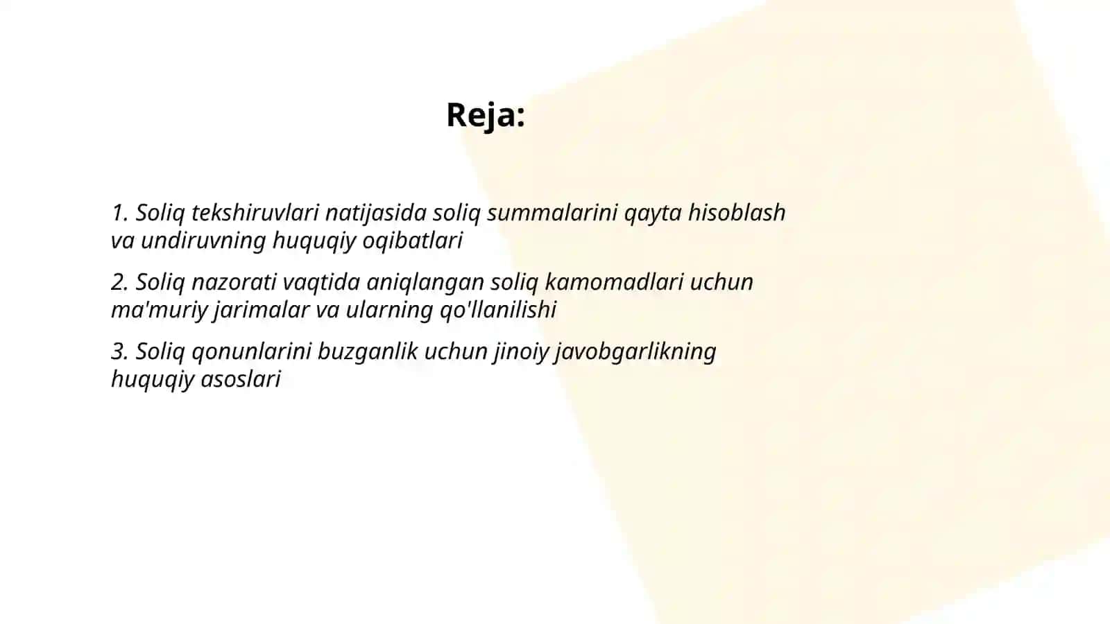 Soliq tekshiruvlarining va soliq nazorati boshqa choralarining huquqiy oqibatlari 2