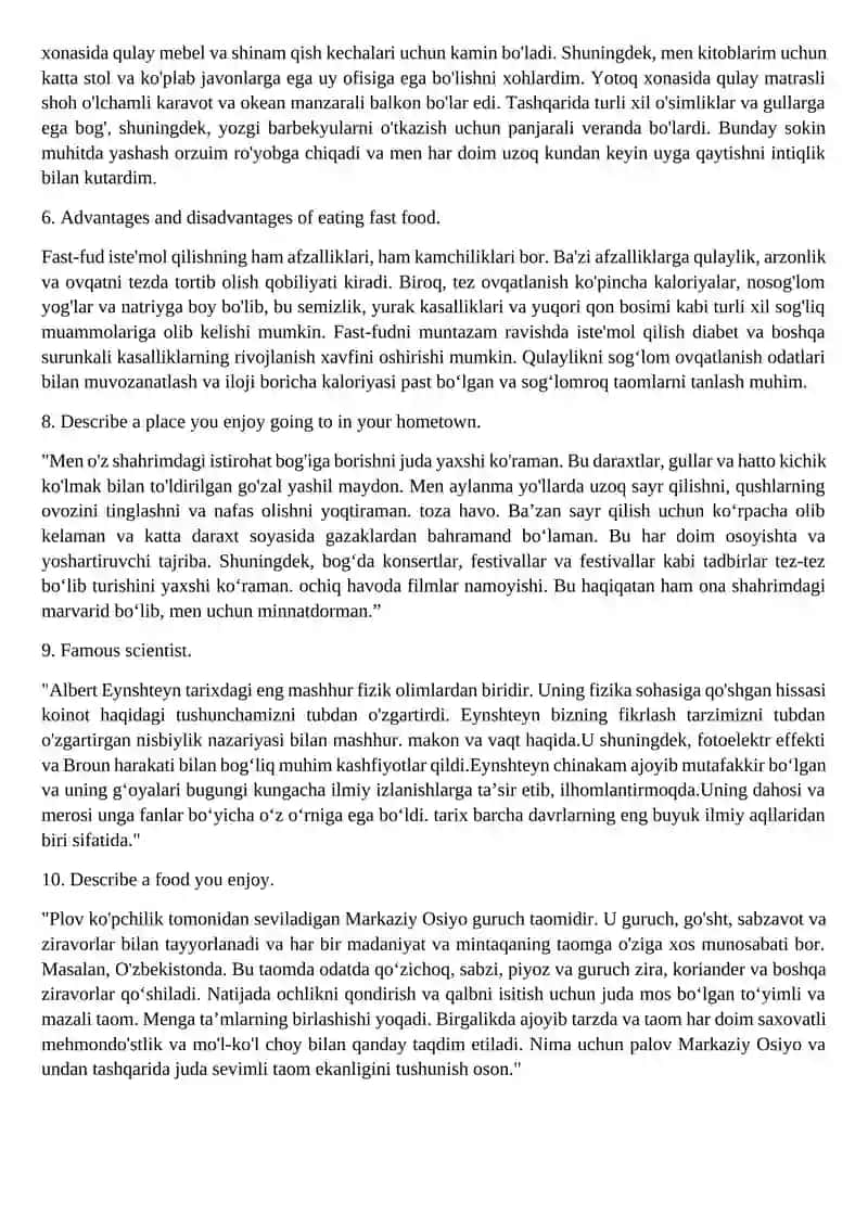 English speaking topics 2
