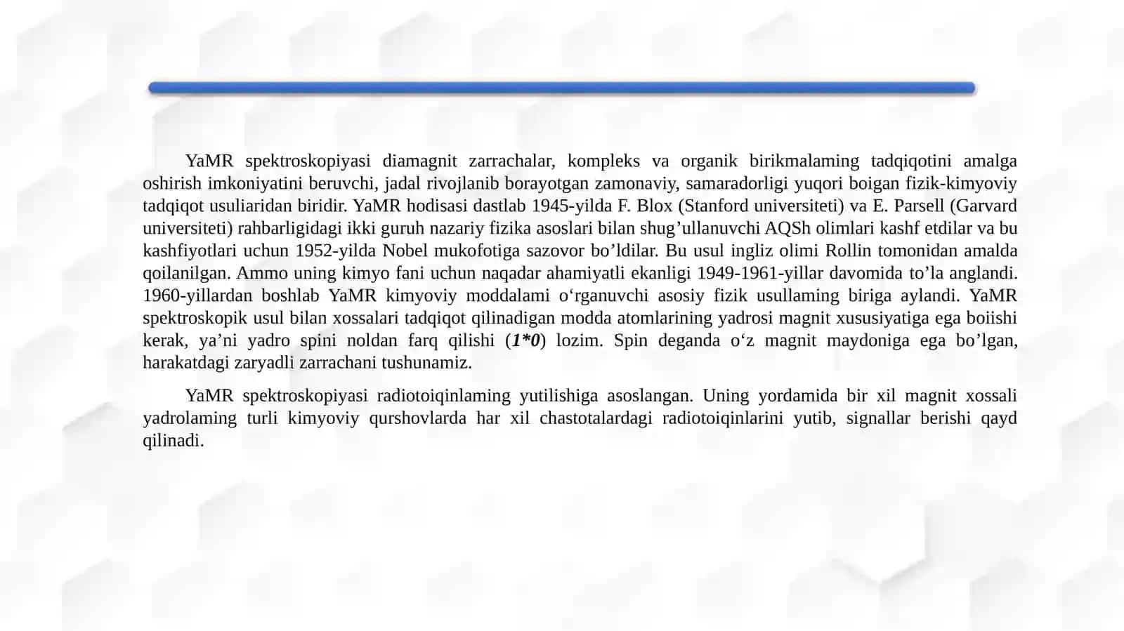 YaMRspektrometrning tuzilishi va moddalarining YaMR spektrolishi 2