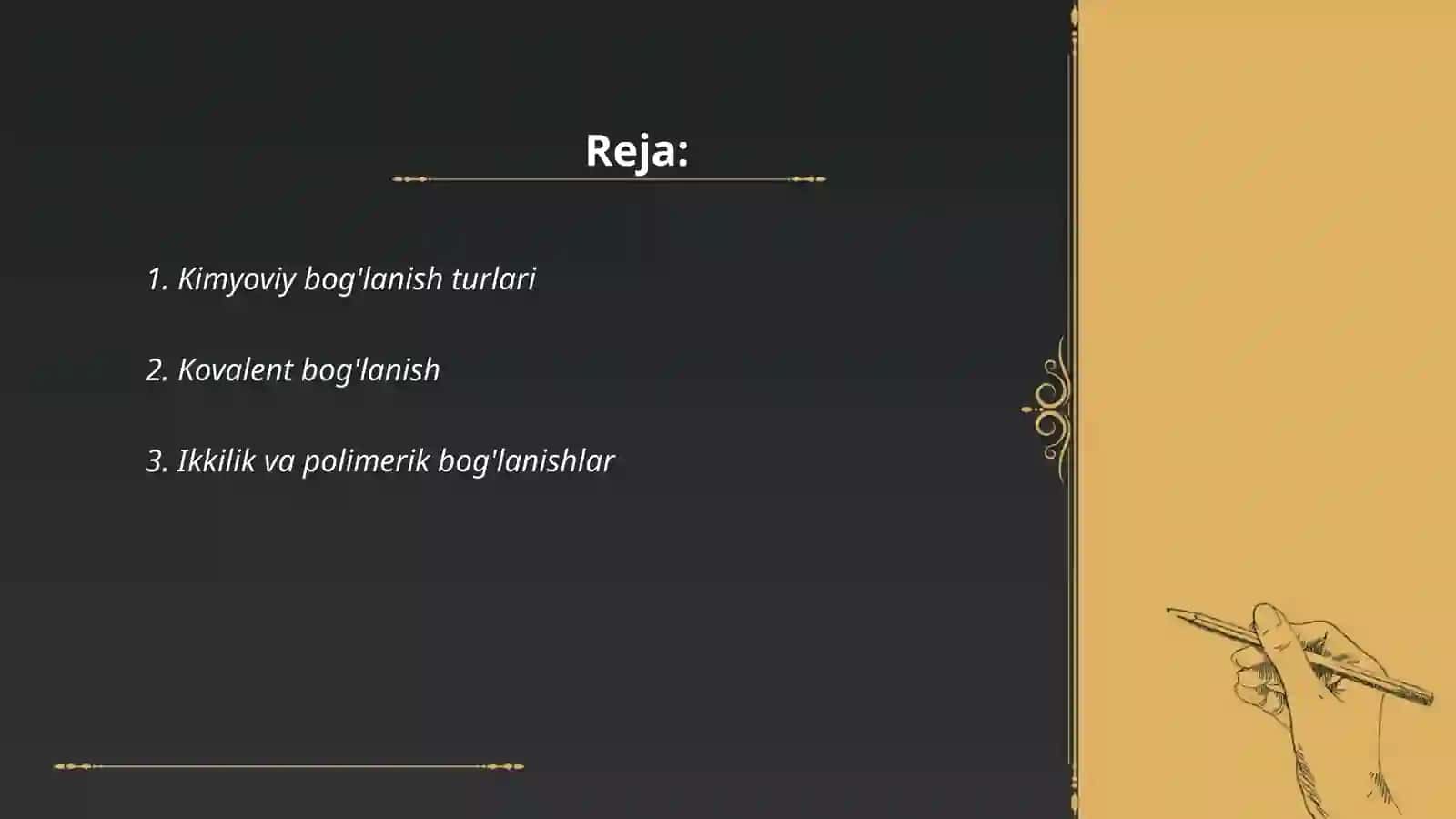 Modular tuzilishida kimyoviy bog VA valentlik nazariyasi 2