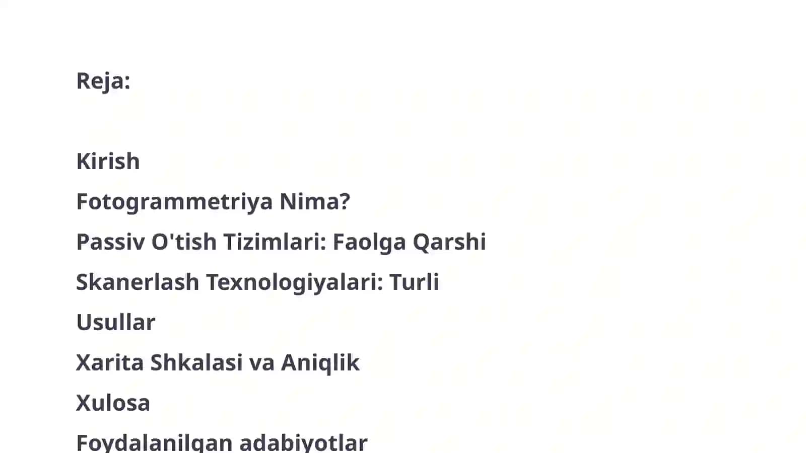 Passiv O'tish Tizimlari. Skanerning xususiyatlari va xarita shkalasi bilan aloqasi. 2