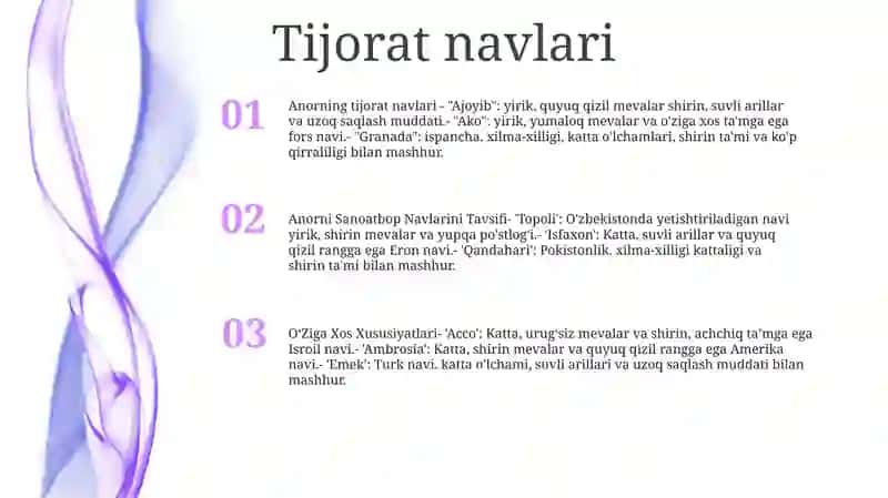 Anorni Sanoatbop Navlarini Tavsifi Va OʻZiga Xos Xususiyatlari 2