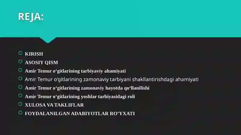AMIR TEMUROʻGITLARINING TARBIYAVIYAHAMIYATI 2