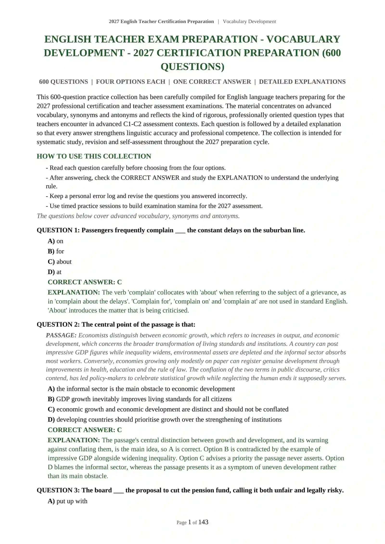 2027 English Teacher Certification Preparation | Vocabulary Development 2