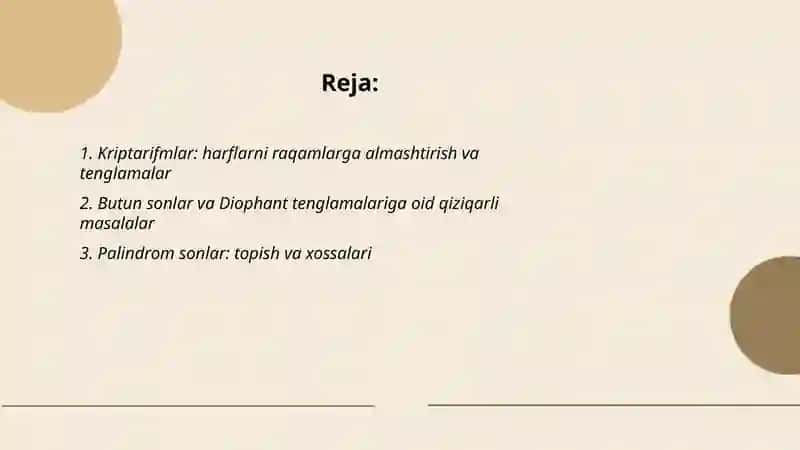 Qiziqarli masalalar va tenglamalar 2