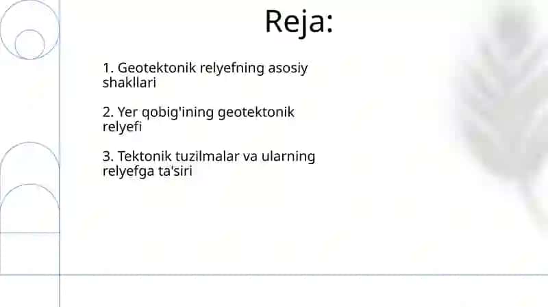 Quruqlikning geotektura relyefiga ta'rif berish 2