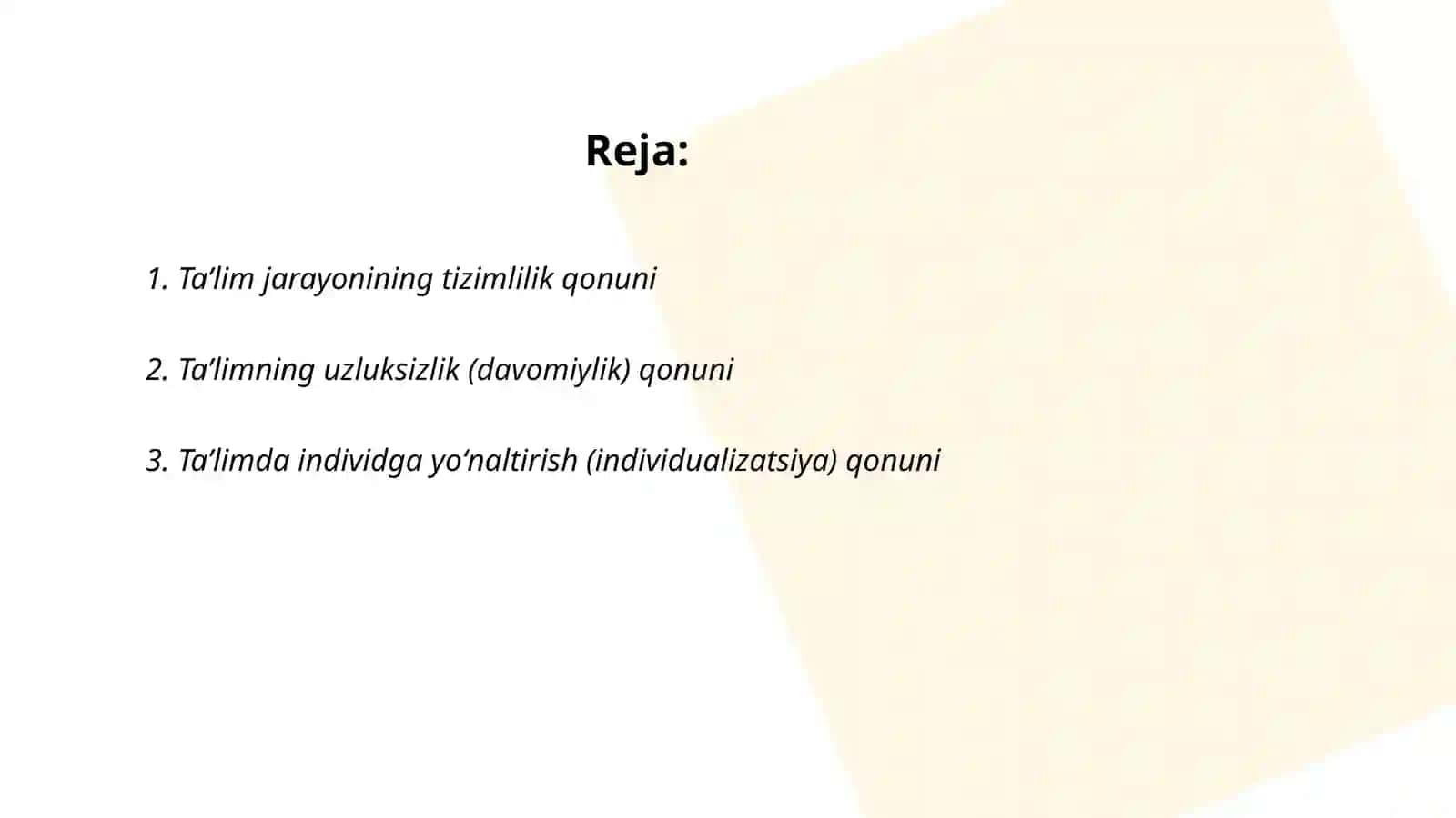 Taʼlim qonuniyatlari 2