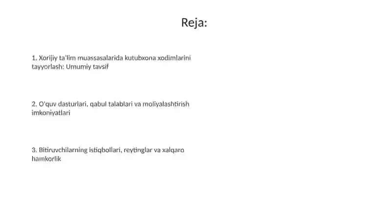 Kutubxonachi kadrlar tayyorlaydigan xorijiy taʼlim muassasalari 2