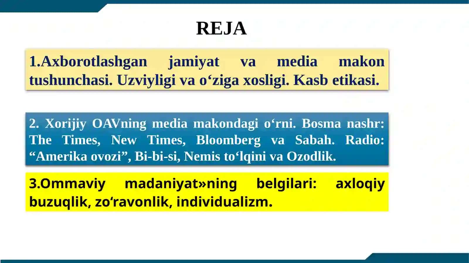 Xorijiy OAVning media makondagi o‘rni 2