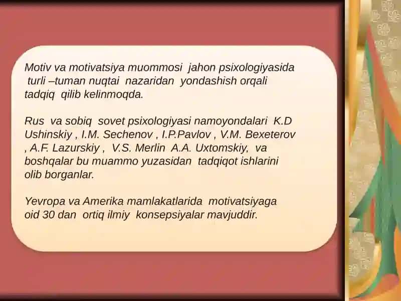 Shaxs rivojlanishining turli davrlarda motivatsion jarayonning ahamiyati 2