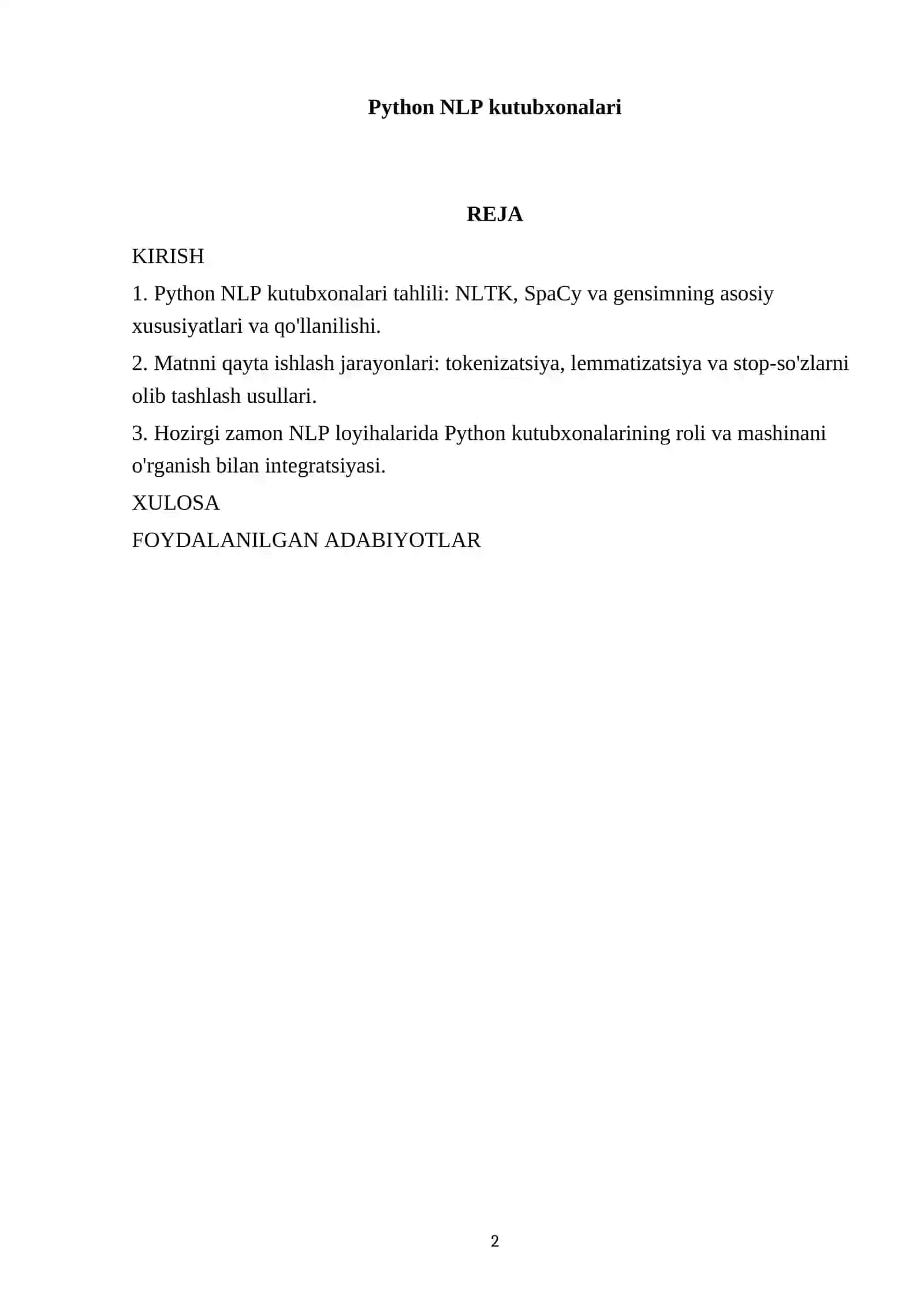 Python NLP kutubxonalari 2
