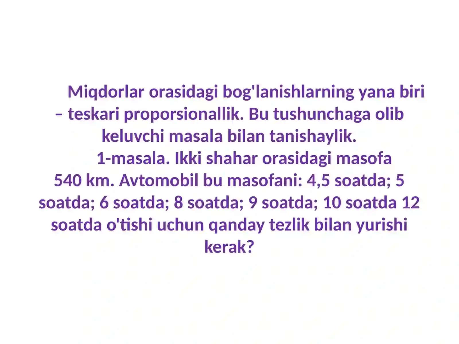 Teskariproporsional miqdorlar 2