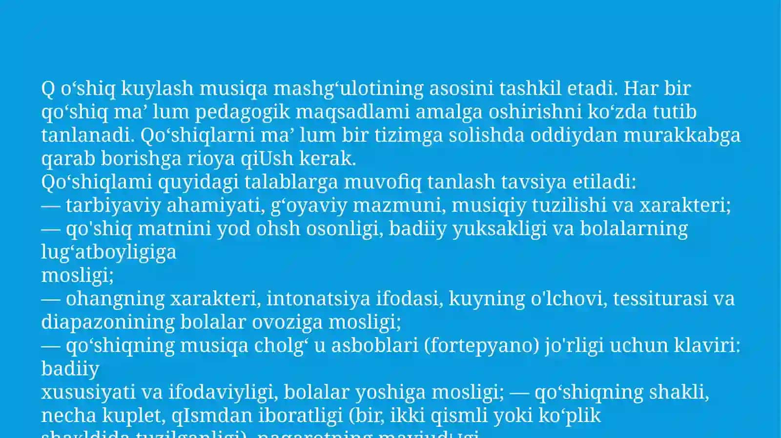BOLALAR BOG‘CHALARIDA QO‘SHIQ KUYLASHNI O‘RGATISHGA DOIR METODIK TAVSIYALAR 2