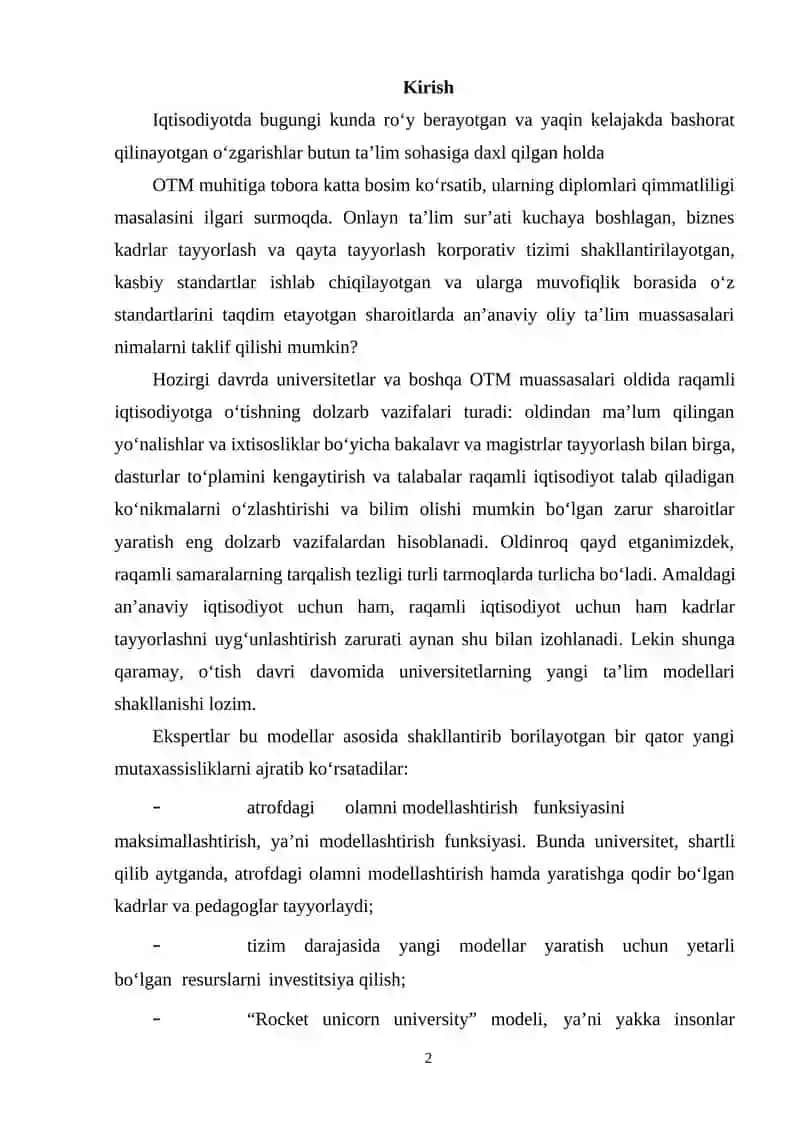 O’zbekiston iqtisodiyotining raqamli transformatsiyasi 2
