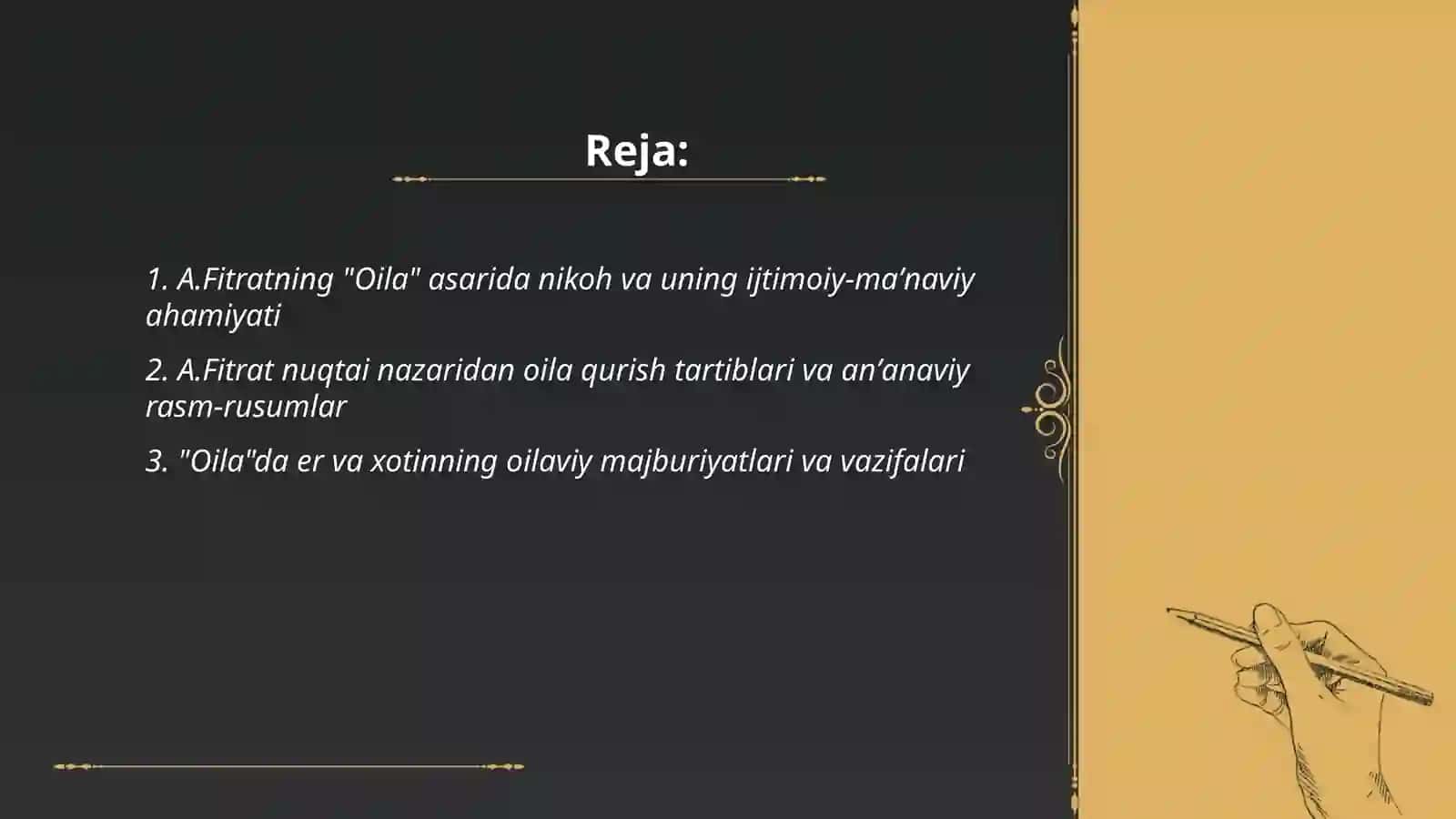 A.Fitratning "Oila asari "dagi oila qurish tartiblari va farzand tarbiyasiga oid g'oyalar 2