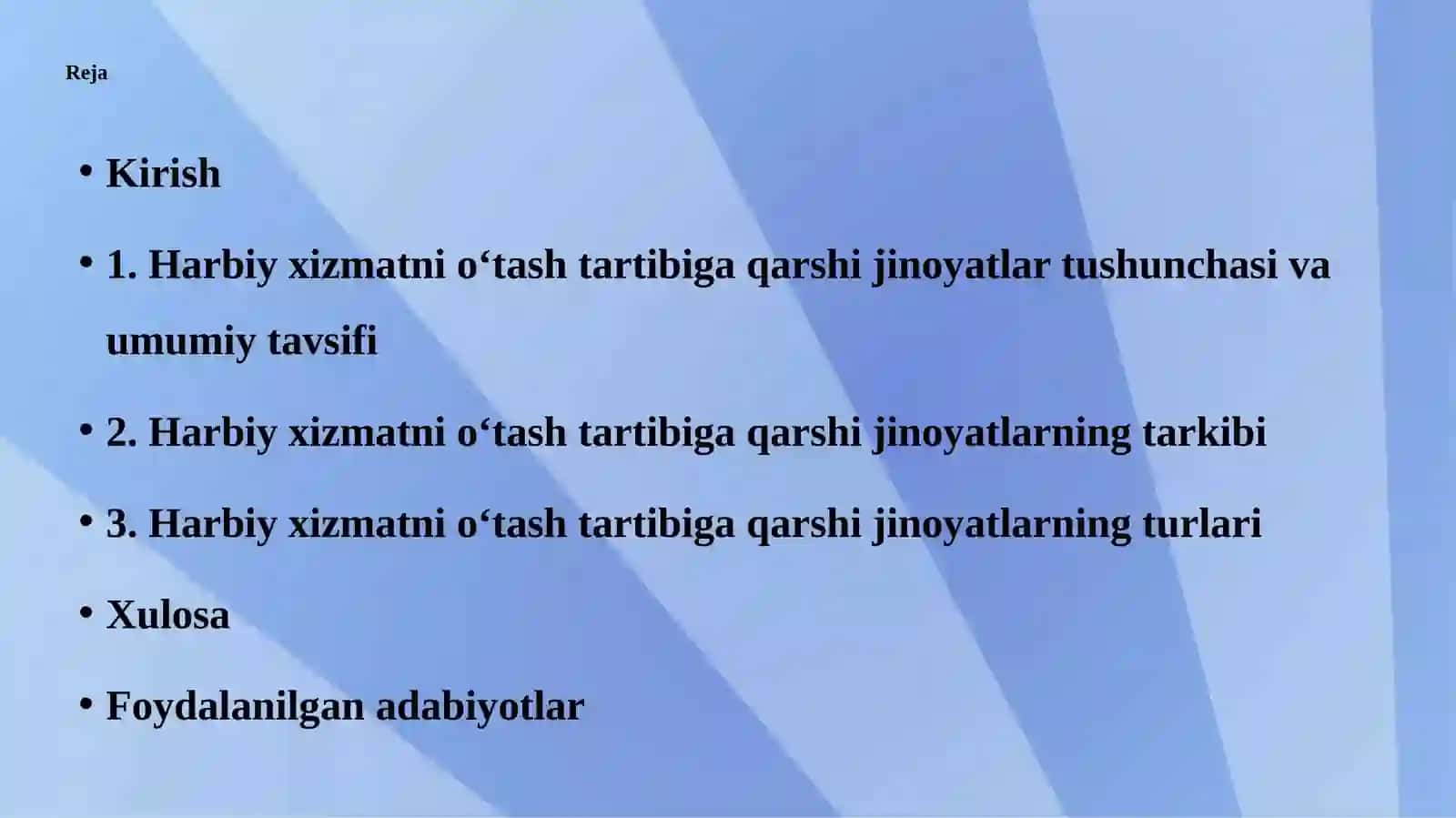 Harbiy xizmatni o‘tash tartibiga qarshi jinoyatlar huquqiy tahlili. 2